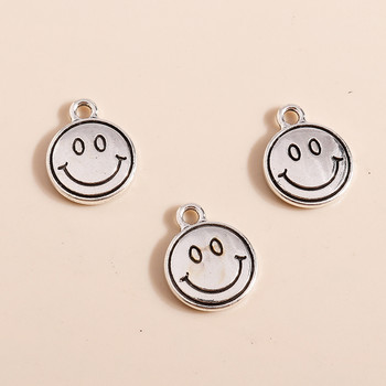 20 τμχ 12*15mm Classic Alloy Smile Face Charms Μενταγιόν για Κολιέ Σκουλαρίκια Κατασκευή Αξεσουάρ Γούρι κεφαλιού Diy Jewelry Findings