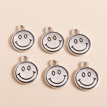 20 τμχ 12*15mm Classic Alloy Smile Face Charms Μενταγιόν για Κολιέ Σκουλαρίκια Κατασκευή Αξεσουάρ Γούρι κεφαλιού Diy Jewelry Findings