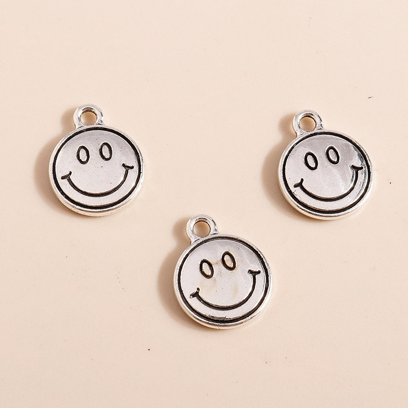 20 τμχ 12*15mm Classic Alloy Smile Face Charms Μενταγιόν για Κολιέ Σκουλαρίκια Κατασκευή Αξεσουάρ Γούρι κεφαλιού Diy Jewelry Findings