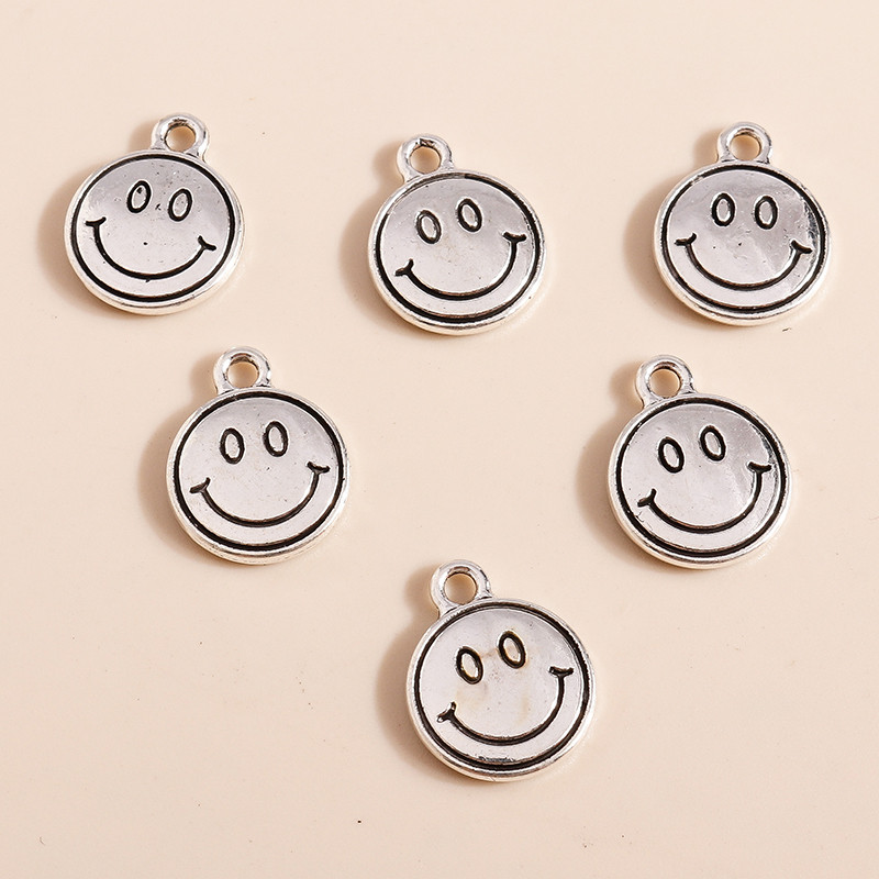 20 τμχ 12*15mm Classic Alloy Smile Face Charms Μενταγιόν για Κολιέ Σκουλαρίκια Κατασκευή Αξεσουάρ Γούρι κεφαλιού Diy Jewelry Findings