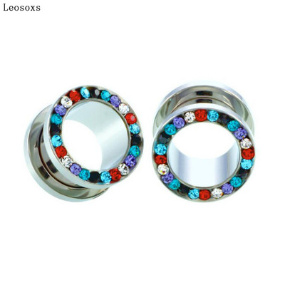 Leosoxs 2 τεμαχίων Διαστολέας αυτιού από ανοξείδωτο ατσάλι με διάτρηση αυτιού, δημοφιλές ευρωπαϊκά και αμερικανικά κοσμήματα