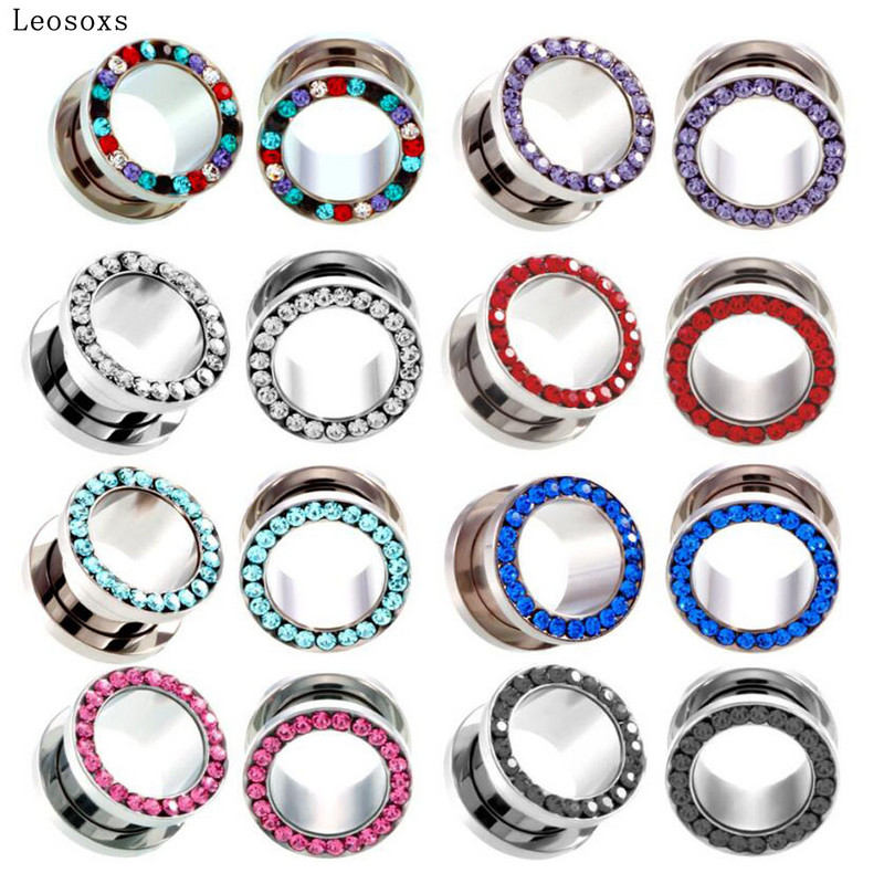 Leosoxs 2 τεμαχίων Διαστολέας αυτιού από ανοξείδωτο ατσάλι με διάτρηση αυτιού, δημοφιλές ευρωπαϊκά και αμερικανικά κοσμήματα