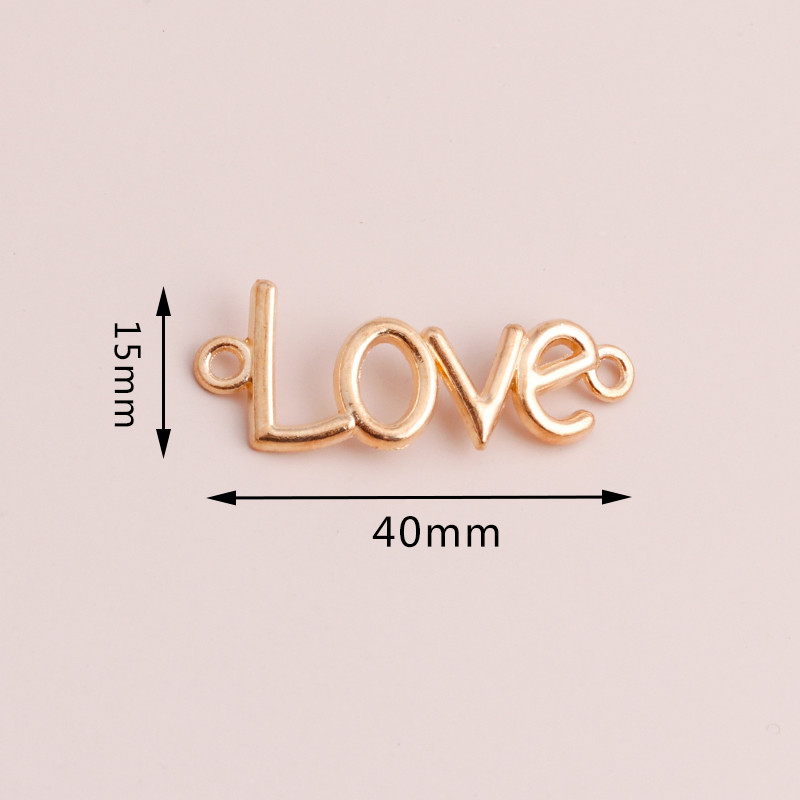 10 τμχ Χρυσό Χρώμα Big Letters Love Connectors for DIY βραχιόλια Κολιέ 40x15mm Big Statement Μενταγιόν Γούρια Αξεσουάρ