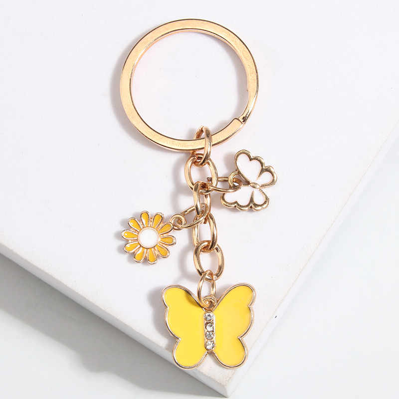 Χαριτωμένο μπρελόκ από σμάλτο Μικρό λουλούδι μπρελόκ πεταλούδα Πετούντα ζωάκια Μπρελόκ για γυναίκες κορίτσια Αξεσουάρ τσάντα χειρός DIY Κοσμήματα