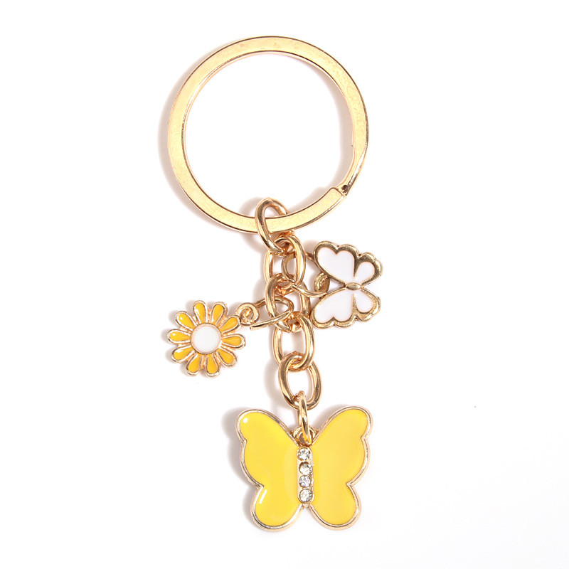 Χαριτωμένο μπρελόκ από σμάλτο Μικρό λουλούδι μπρελόκ πεταλούδα Πετούντα ζωάκια Μπρελόκ για γυναίκες κορίτσια Αξεσουάρ τσάντα χειρός DIY Κοσμήματα