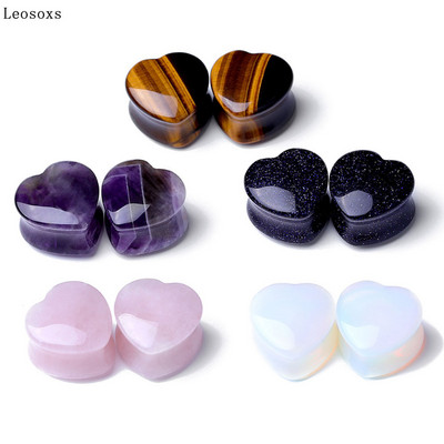 Leosoxs Hot Ear Expansion Love Heart-shaped Stone Pinna Earrings Earrings Piercing Jewelry Plug Tunnel Jewelry