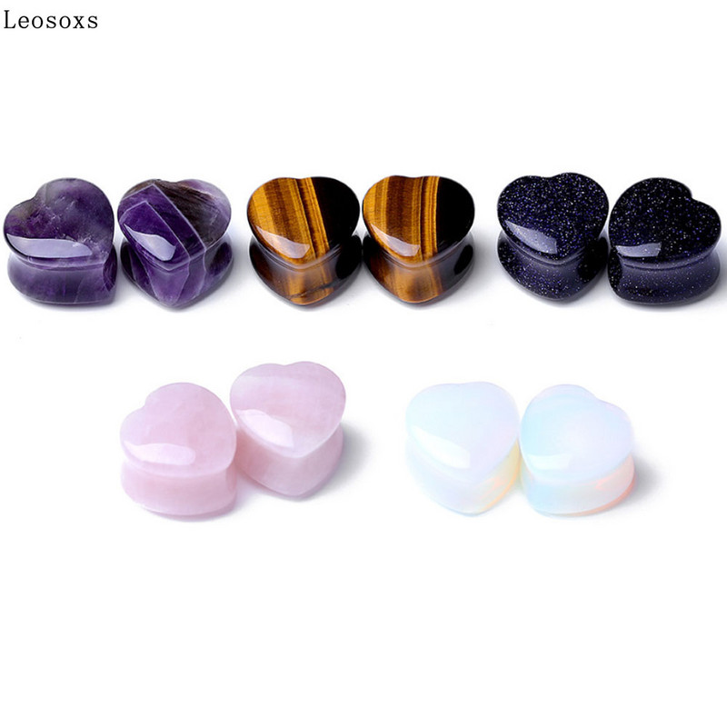 Leosoxs Hot Ear Expansion Love Szív alakú Stone Pinna Fülbevaló Fülbevaló Piercing Ékszer Plug Tunnel Ékszer
