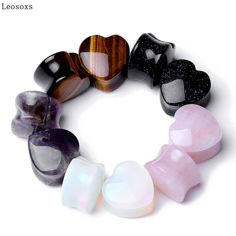 Leosoxs Hot Ear Expansion Love Szív alakú Stone Pinna Fülbevaló Fülbevaló Piercing Ékszer Plug Tunnel Ékszer
