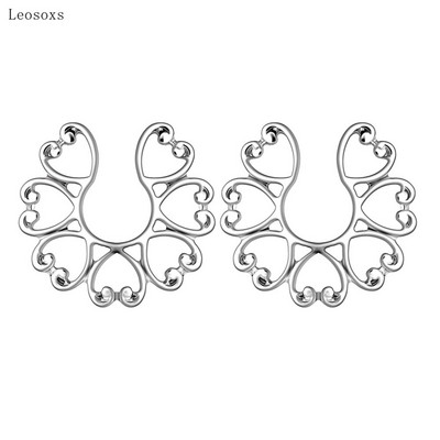 Leosoxs Fashion Νέο Αντιαλλεργικό Δαχτυλίδι στήθους σε σχήμα καρδιάς Κοσμήματα Piercing Edge με κοίλο σχέδιο