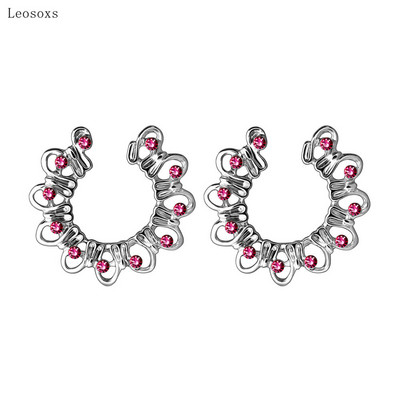 Leosoxs Fashion Νέο Αντιαλλεργικό Δαχτυλίδι στήθους σε σχήμα καρδιάς Κοσμήματα Piercing Edge με κοίλο σχέδιο