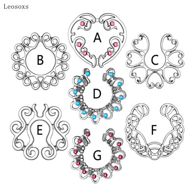 Leosoxs Fashion Νέο Αντιαλλεργικό Δαχτυλίδι στήθους σε σχήμα καρδιάς Κοσμήματα Piercing Edge με κοίλο σχέδιο