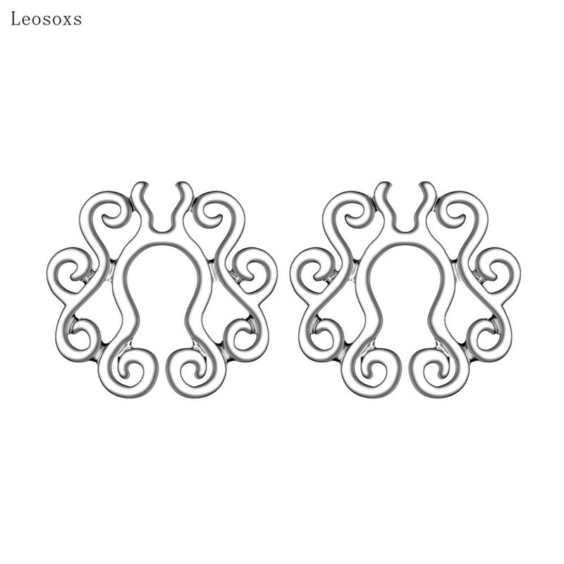 Leosoxs Fashion Νέο Αντιαλλεργικό Δαχτυλίδι στήθους σε σχήμα καρδιάς Κοσμήματα Piercing Edge με κοίλο σχέδιο