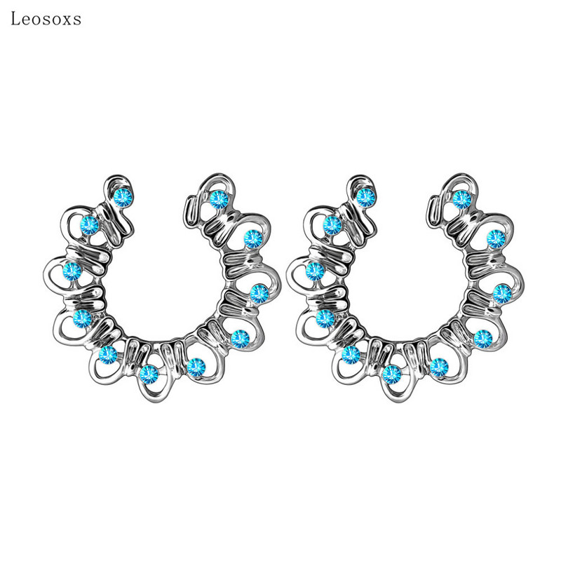 Leosoxs Fashion Νέο Αντιαλλεργικό Δαχτυλίδι στήθους σε σχήμα καρδιάς Κοσμήματα Piercing Edge με κοίλο σχέδιο