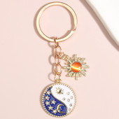 Χαριτωμένο μπρελόκ από σμάλτο Sun Moon Star Key Ring Nature Μπρελόκ Αναμνηστικά δώρα για γυναίκες Ανδρική τσάντα Αξεσουάρ Κοσμήματα Χειροποίητα