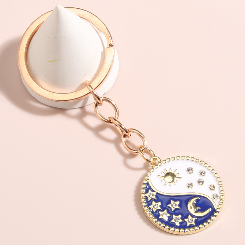 Χαριτωμένο μπρελόκ από σμάλτο Sun Moon Star Key Ring Nature Μπρελόκ Αναμνηστικά δώρα για γυναίκες Ανδρική τσάντα Αξεσουάρ Κοσμήματα Χειροποίητα