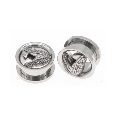 Leosoxs 1 Pair Snake Screw Ear Gauge Gauge and Tunnels 8-19mm Skull Ear Expander Strecher Earrings Body Piercing Jewelry New