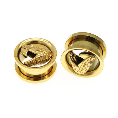 Leosoxs 1 Pair Snake Screw Ear Gauge Gauge and Tunnels 8-19mm Skull Ear Expander Strecher Earrings Body Piercing Jewelry New