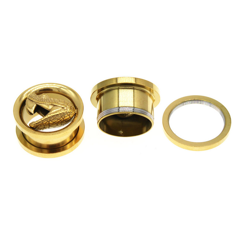 Leosoxs 1 Pair Snake Screw Ear Gauge Gauge and Tunnels 8-19mm Skull Ear Expander Strecher Earrings Body Piercing Jewelry New