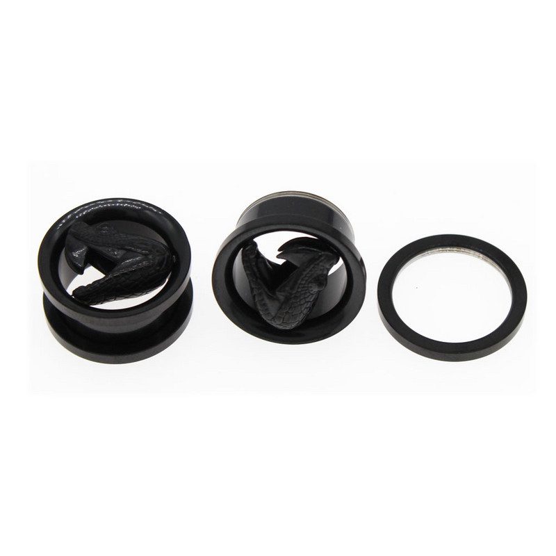 Leosoxs 1 Pair Snake Screw Ear Gauge Gauge and Tunnels 8-19mm Skull Ear Expander Strecher Earrings Body Piercing Jewelry New