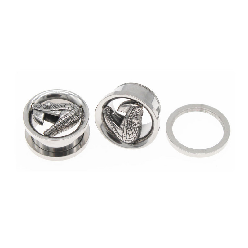 Leosoxs 1 Pair Snake Screw Ear Gauge Gauge and Tunnels 8-19mm Skull Ear Expander Strecher Earrings Body Piercing Jewelry New