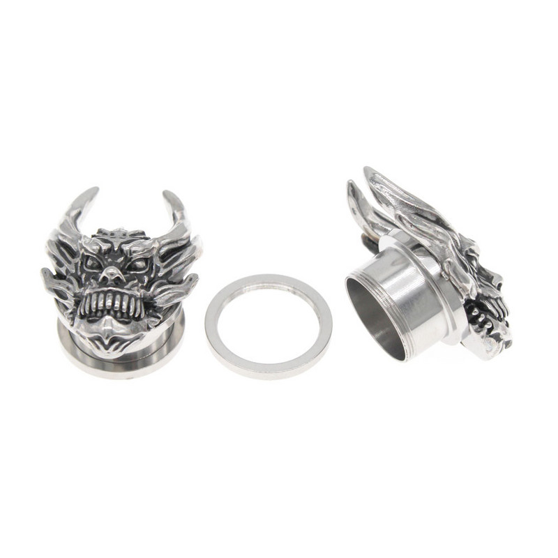 Leosoxs 1 Pair Snake Screw Ear Gauge Gauge and Tunnels 8-19mm Skull Ear Expander Strecher Earrings Body Piercing Jewelry New