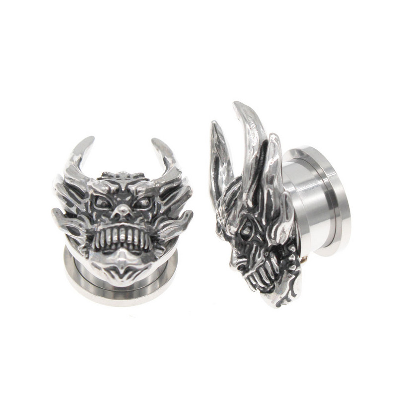 Leosoxs 1 Pair Snake Screw Ear Gauge Gauge and Tunnels 8-19mm Skull Ear Expander Strecher Earrings Body Piercing Jewelry New