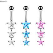Leosoxs 1 τμχ Κοσμήματα για διάτρηση σώματος 316L από ανοξείδωτο ατσάλι Πεντάγραμμο Δαχτυλίδι αφαλού με κουμπί αφαλού