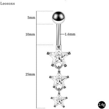 Leosoxs 1 бр. Бижута за пиърсинг, 316L пентаграма, копче за пъп, пръстен за пъп