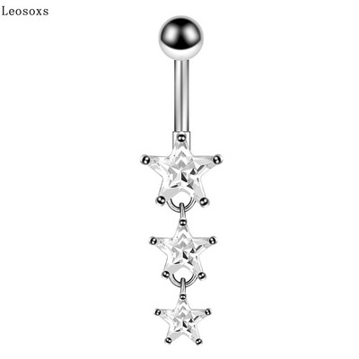 Leosoxs 1 τμχ Κοσμήματα για διάτρηση σώματος 316L από ανοξείδωτο ατσάλι Πεντάγραμμο Δαχτυλίδι αφαλού με κουμπί αφαλού