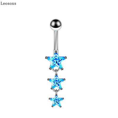 Leosoxs 1 τμχ Κοσμήματα για διάτρηση σώματος 316L από ανοξείδωτο ατσάλι Πεντάγραμμο Δαχτυλίδι αφαλού με κουμπί αφαλού