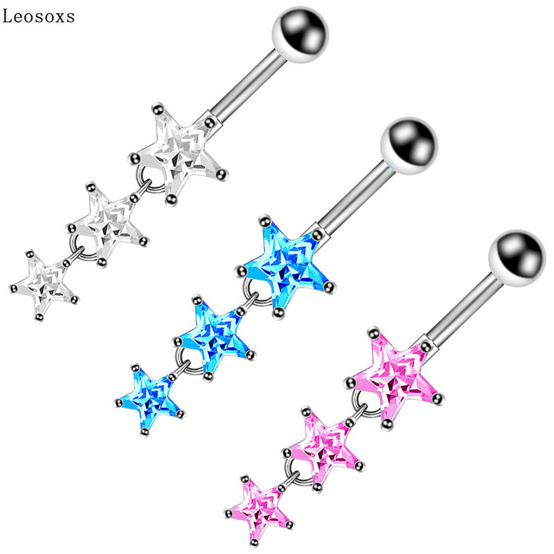 Leosoxs 1 τμχ Κοσμήματα για διάτρηση σώματος 316L από ανοξείδωτο ατσάλι Πεντάγραμμο Δαχτυλίδι αφαλού με κουμπί αφαλού