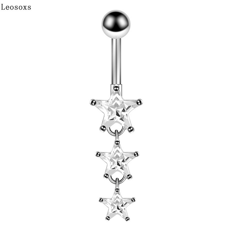 Leosoxs 1 τμχ Κοσμήματα για διάτρηση σώματος 316L από ανοξείδωτο ατσάλι Πεντάγραμμο Δαχτυλίδι αφαλού με κουμπί αφαλού