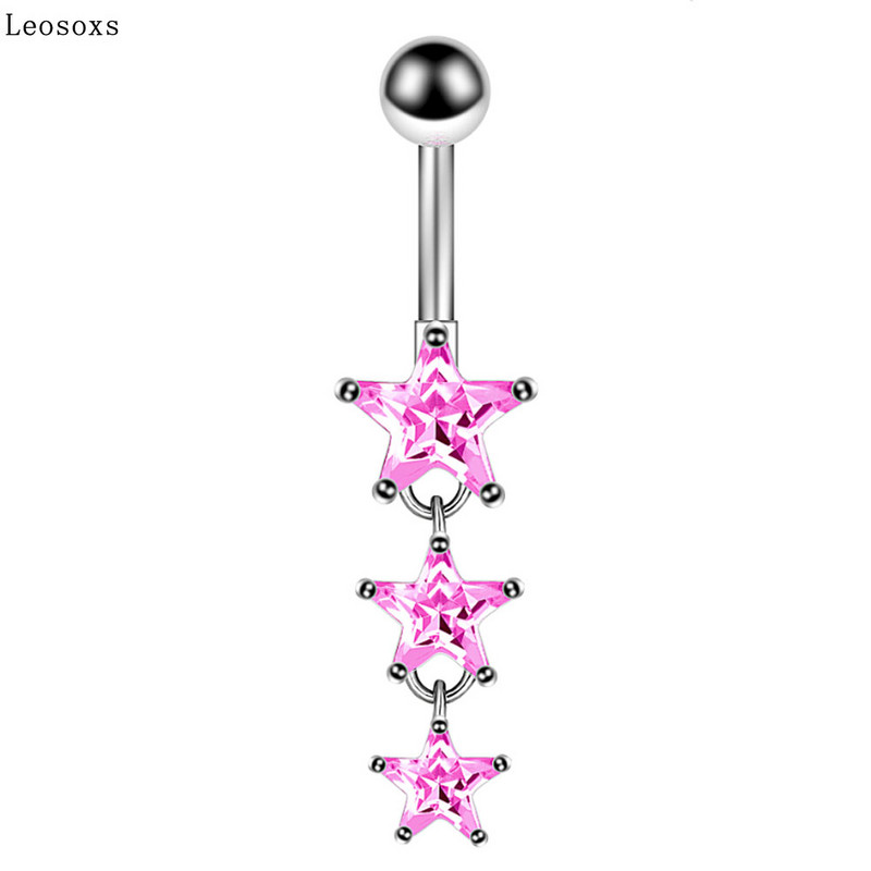 Leosoxs 1 τμχ Κοσμήματα για διάτρηση σώματος 316L από ανοξείδωτο ατσάλι Πεντάγραμμο Δαχτυλίδι αφαλού με κουμπί αφαλού