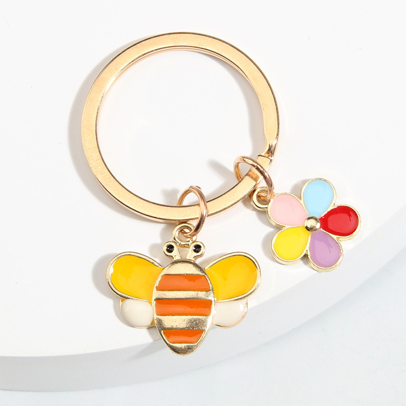 Breloc drăguț emailat, floare colorată, breloc de albine, breloc cu animale, pentru femei, bărbați, accesoriu pentru geantă, bijuterii DIY, cadouri