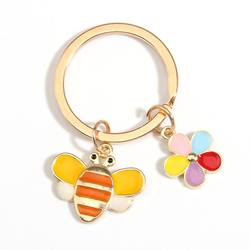Breloc drăguț emailat, floare colorată, breloc de albine, breloc cu animale, pentru femei, bărbați, accesoriu pentru geantă, bijuterii DIY, cadouri