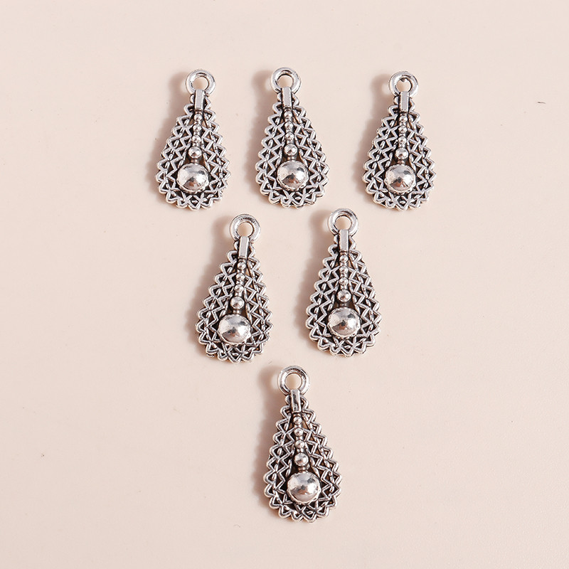 50 de bucăți 17*9 mm la modă, placat cu argint antic, picături de apă, breloc din aliaj metalic, pandantiv cu flori pentru bijuterii DIY, marcare manuală