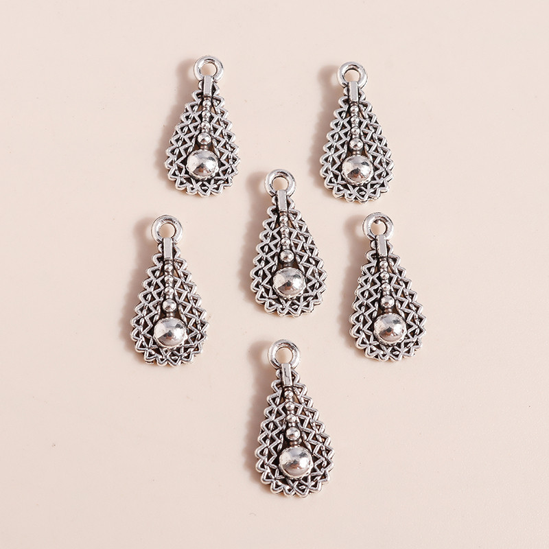 50 de bucăți 17*9 mm la modă, placat cu argint antic, picături de apă, breloc din aliaj metalic, pandantiv cu flori pentru bijuterii DIY, marcare manuală