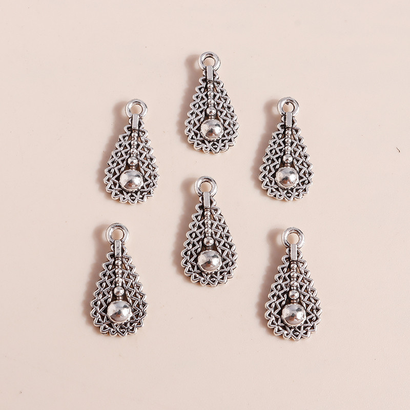 50 de bucăți 17*9 mm la modă, placat cu argint antic, picături de apă, breloc din aliaj metalic, pandantiv cu flori pentru bijuterii DIY, marcare manuală