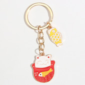 Breloc drăguț emailat Fortune Cat Fish Clopot Breloc Animal Breloc Cadouri suvenir pentru femei Bărbați Cay Keys DIY Bijuterii lucrate manual