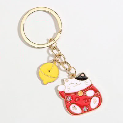 Breloc drăguț emailat Fortune Cat Fish Clopot Breloc Animal Breloc Cadouri suvenir pentru femei Bărbați Cay Keys DIY Bijuterii lucrate manual