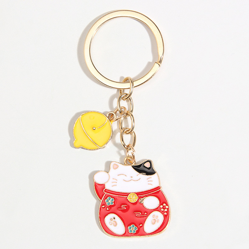Breloc drăguț emailat Fortune Cat Fish Clopot Breloc Animal Breloc Cadouri suvenir pentru femei Bărbați Cay Keys DIY Bijuterii lucrate manual