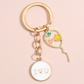 Breloc drăguț emailat I Love You Ballon Breloc Breloc rotund Cadouri de suvenir pentru femei Bărbați Accesoriu geantă Bijuterii DIY