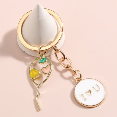 Breloc drăguț emailat I Love You Ballon Breloc Breloc rotund Cadouri de suvenir pentru femei Bărbați Accesoriu geantă Bijuterii DIY