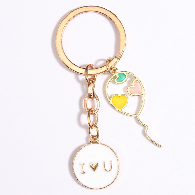 Breloc drăguț emailat I Love You Ballon Breloc Breloc rotund Cadouri de suvenir pentru femei Bărbați Accesoriu geantă Bijuterii DIY