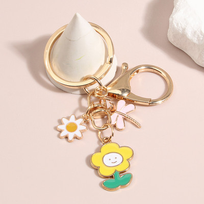 Μπρελόκ με σμάλτο κινουμένων σχεδίων Μικρό λουλούδι Dragonfly Μπρελόκ Smile Face Μπρελόκ για γυναίκες κορίτσια DIY Χειροποίητα γλυκά κοσμήματα