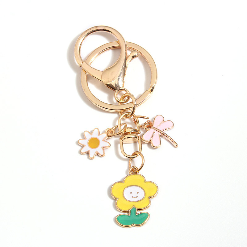 Μπρελόκ με σμάλτο κινουμένων σχεδίων Μικρό λουλούδι Dragonfly Μπρελόκ Smile Face Μπρελόκ για γυναίκες κορίτσια DIY Χειροποίητα γλυκά κοσμήματα