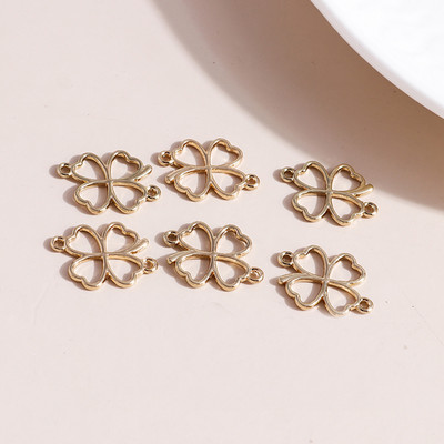 40 τμχ 15*20 χιλιοστά Χρυσό Χρώμα Μεταλλικά Γούρια Lucky Irish Τετράφυλλα μενταγιόν τριφύλλι για κοσμήματα κατασκευής DIY Χειροποίητο κολιέ βραχιόλι