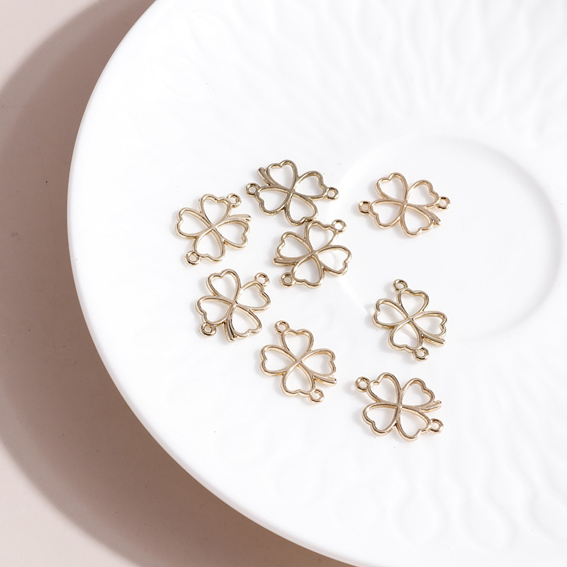 40 τμχ 15*20 χιλιοστά Χρυσό Χρώμα Μεταλλικά Γούρια Lucky Irish Τετράφυλλα μενταγιόν τριφύλλι για κοσμήματα κατασκευής DIY Χειροποίητο κολιέ βραχιόλι