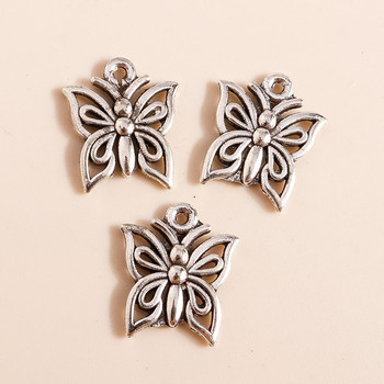 50 τμχ 15*12 χιλιοστά Trendy Metal Charms Θιβετιανό Ασημί Χρώμα Υπέροχα μενταγιόν πεταλούδας για DIY κοσμήματα κατασκευής χειροποίητων χειροτεχνιών χύμα