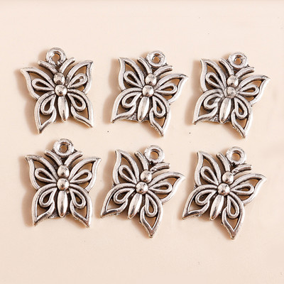 50 τμχ 15*12 χιλιοστά Trendy Metal Charms Θιβετιανό Ασημί Χρώμα Υπέροχα μενταγιόν πεταλούδας για DIY κοσμήματα κατασκευής χειροποίητων χειροτεχνιών χύμα